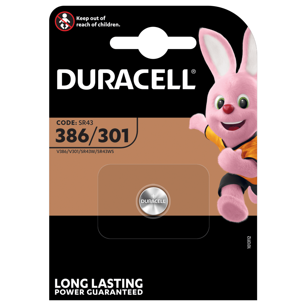 Pilas especiales Duracell de óxido de plata 386/301 paquete